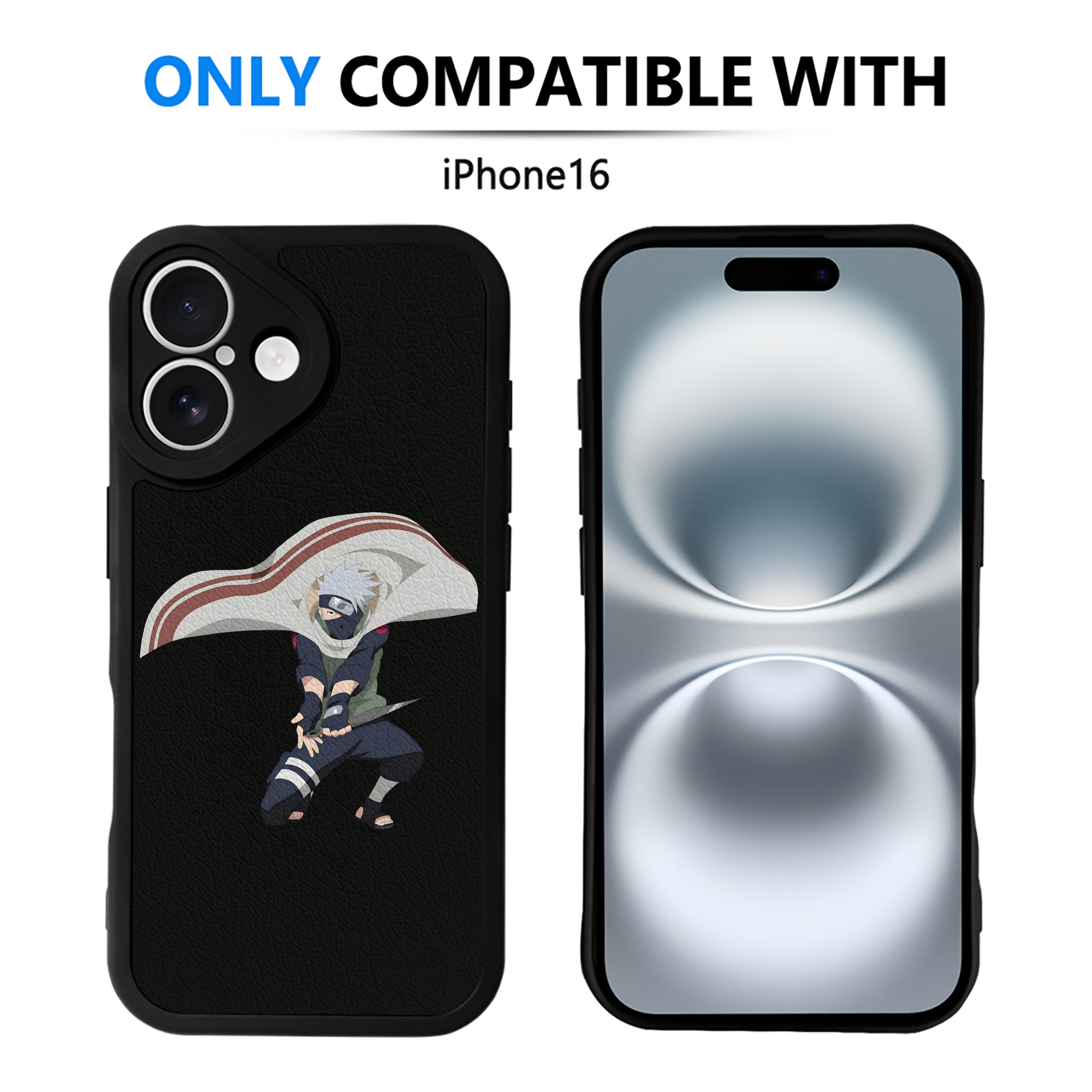 （画像用） NARUTO -ナルト- はたけ カカシ Hatake Kakashi 【iPhone 16シリーズ対応】シリコンスマホケース（レザー調） 材質：シリコン